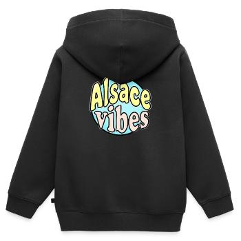 Alsace Vibes - Sweat Premium à capuche zippé enfant bio - noir - Dos - AI Model Kid Male (0cm)
