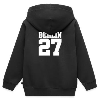 Berlin 27 - Bezirk - Postleitzahl - Geschenkidee - Kinder Premium Organic Zip Hoodie - Schwarz - Hinten - AI Model Kid Male (0cm)