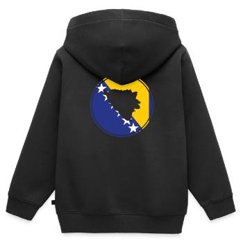 Bosnien Herzegowina Karte Balkan Bosnische Flagge - Kinder Premium Organic Zip Hoodie - Schwarz - Hinten - AI Model Kid Male (0cm)