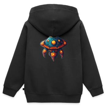 Fantasievolles Raumschiff fliegende Untertasse - Kinder Premium Organic Zip Hoodie - Schwarz - Hinten - AI Model Kid Male (0cm)