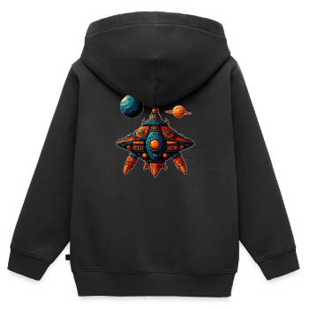 Fantasievolles Raumschiff fliegende Untertasse - Kinder Premium Organic Zip Hoodie - Schwarz - Hinten - AI Model Kid Male (0cm)
