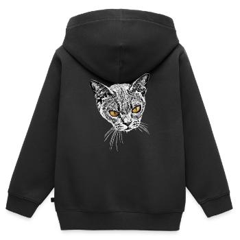 böse Mietzekatze - Kinder Premium Organic Zip Hoodie - Schwarz - Hinten - AI Model Kid Male (0cm)