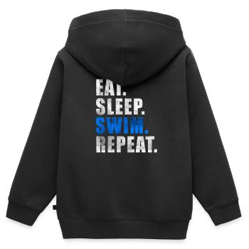 EAT SLEEP SWIM REPEAT Swimming Lifeguard Schwimmer - Kinder Premium Organic Zip Hoodie - Schwarz - Hinten - AI Model Kid Male (0cm)