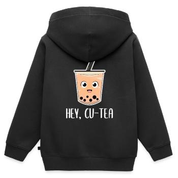 Milch Tee -Wortspiele Milch Teemacher - Kinder Premium Organic Zip Hoodie - Schwarz - Hinten - AI Model Kid Male (0cm)