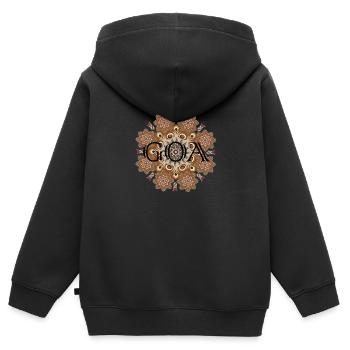 GOA mandala party basse - Sweat Premium à capuche zippé enfant bio - noir - Dos - AI Model Kid Male (0cm)
