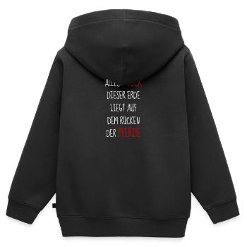 Cheval Cavalier Cavalier Horse Sort t shirt - Sweat Premium à capuche zippé enfant bio - noir - Dos - AI Model Kid Male (0cm)