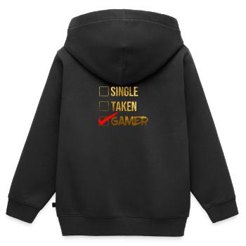 Single Vergeben Gamer - Kinder Premium Organic Zip Hoodie - Schwarz - Hinten - AI Model Kid Male (0cm)
