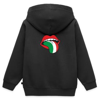 Langue de la bouche drapeau italien cadeau Italie - Sweat Premium à capuche zippé enfant bio - noir - Dos - AI Model Kid Male (0cm)
