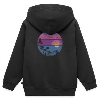 sunset surf - Kinder Premium Organic Zip Hoodie - Schwarz - Hinten - AI Model Kid Male (0cm)