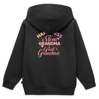 Uroma - Kinder Premium Organic Zip Hoodie - Schwarz - Hinten - AI Model Kid Male (0cm)
