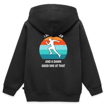 Faire du jogging - Sweat Premium à capuche zippé enfant bio - noir - Dos - AI Model Kid Male (0cm)