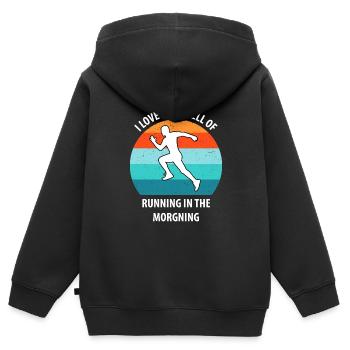 Floorball Unihockey Feldhockey Hallenhockey - Kinder Premium Organic Zip Hoodie - Schwarz - Hinten - AI Model Kid Male (0cm)