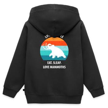 Drôle de mammouth de l’âge de pierre de l’âge de glace Design préhistorique - Sweat Premium à capuche zippé enfant bio - noir - Dos - AI Model Kid Male (0cm)