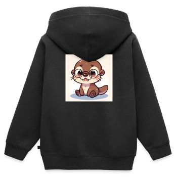 Kleiner Otter mit Brille - Kinder Premium Organic Zip Hoodie - Schwarz - Hinten - AI Model Kid Male (0cm)