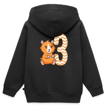 3. Geburtstag Meerschweinchen Mädchen 3 Jahre alt - Kinder Premium Organic Zip Hoodie - Schwarz - Hinten - AI Model Kid Male (0cm)