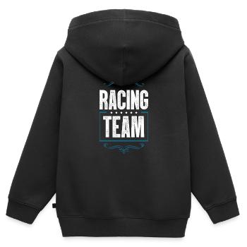 Racing Team - Kinder Premium Organic Zip Hoodie - Schwarz - Hinten - AI Model Kid Male (0cm)