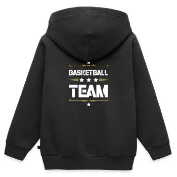 Équipe de basket-ball - Sweat Premium à capuche zippé enfant bio - noir - Dos - AI Model Kid Male (0cm)