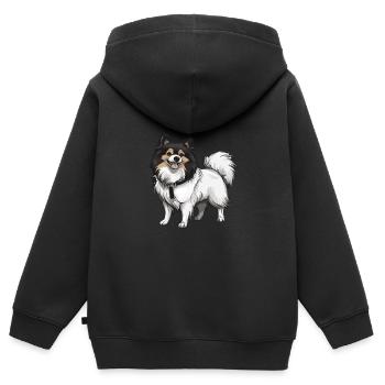Chien de Poméranie - Sweat Premium à capuche zippé enfant bio - noir - Dos - AI Model Kid Male (0cm)