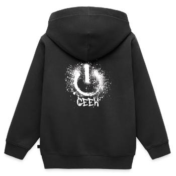 geek,symbol.graffiti,nerd,malerei - Kinder Premium Organic Zip Hoodie - Schwarz - Hinten - AI Model Kid Male (0cm)