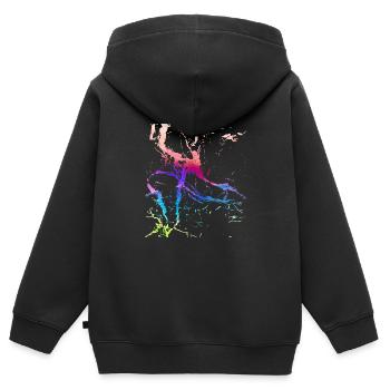 coloré,abstrait,rayures,optique usagée,rayures - Sweat Premium à capuche zippé enfant bio - noir - Dos - AI Model Kid Male (0cm)