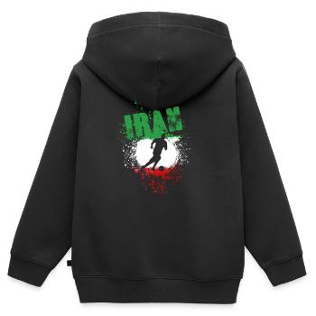iran, fußball,fußballspieler,free iran,flagge - Kinder Premium Organic Zip Hoodie - Schwarz - Hinten - AI Model Kid Male (0cm)