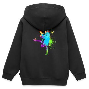 Freier Lauf - Kinder Premium Organic Zip Hoodie - Schwarz - Hinten - AI Model Kid Male (0cm)