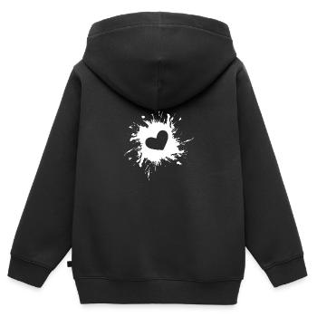 Herz Fleck Tinte weiß - Kinder Premium Organic Zip Hoodie - Schwarz - Hinten - AI Model Kid Male (0cm)