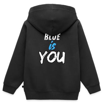 BLAU BIST DU - Kinder Premium Organic Zip Hoodie - Schwarz - Hinten - AI Model Kid Male (0cm)