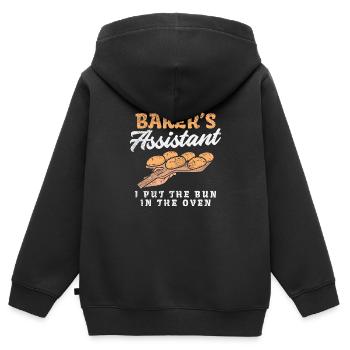 Baker’s Assistant I Put The Bun In The Oven - Sweat Premium à capuche zippé enfant bio - noir - Dos - AI Model Kid Male (0cm)