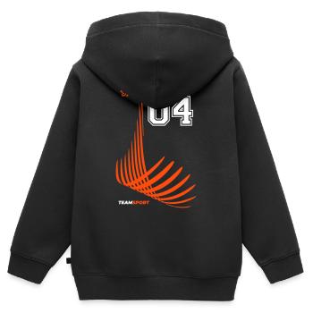 04 JERSEY Jersey Numéro Quatre Sport Team Game Motif - Sweat Premium à capuche zippé enfant bio - noir - Dos - AI Model Kid Male (0cm)