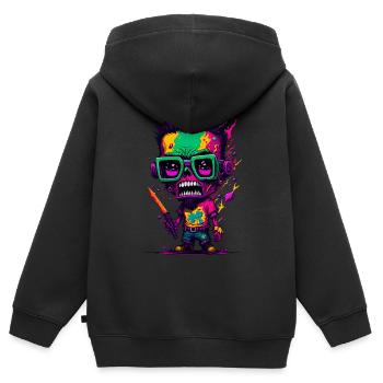 Bunter cooler Zombie - Kinder Premium Organic Zip Hoodie - Schwarz - Hinten - AI Model Kid Male (0cm)