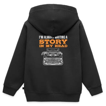 Autor - Kinder Premium Organic Zip Hoodie - Schwarz - Hinten - AI Model Kid Male (0cm)