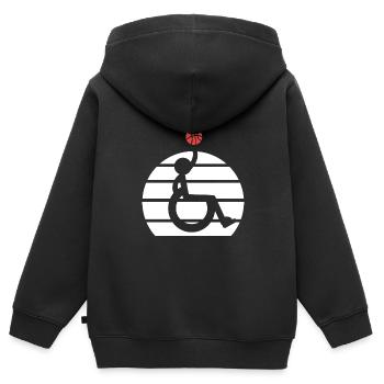 Rollstuhl - Kinder Premium Organic Zip Hoodie - Schwarz - Hinten - AI Model Kid Male (0cm)
