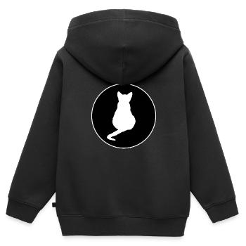 Chat Chat Noir Silhouettes de chat - Sweat Premium à capuche zippé enfant bio - noir - Dos - AI Model Kid Male (0cm)