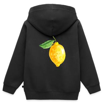 Zitrone - Kinder Premium Organic Zip Hoodie - Schwarz - Hinten - AI Model Kid Male (0cm)