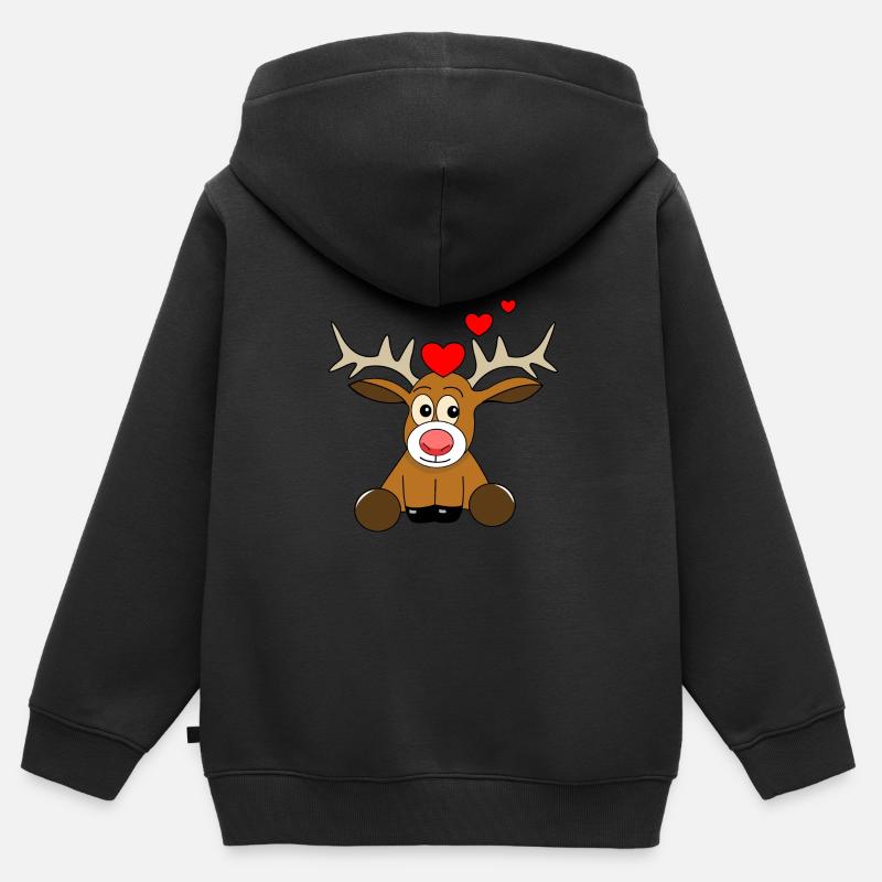 Saint-Valentin des rennes - Sweat Premium à capuche zippé enfant bio - noir