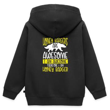 Honigdachs Sind Genial - Kinder Premium Organic Zip Hoodie - Schwarz - Hinten - AI Model Kid Male (0cm)