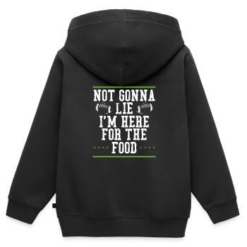 Je suis à cause de la nourriture ici - Sweat Premium à capuche zippé enfant bio - noir - Dos - AI Model Kid Male (0cm)