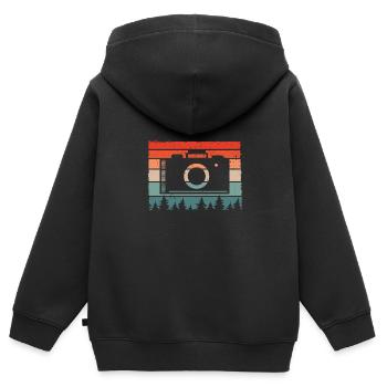 Camera in vintage color - Kids Premium Organic Zip-up Hoodie - black - Back - AI Model Kid Male (0cm)