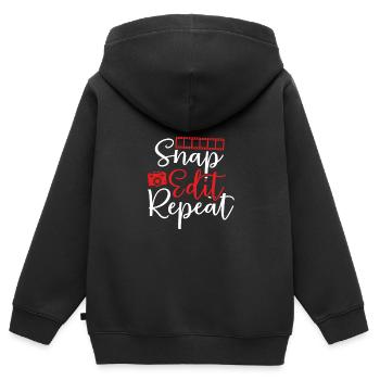 Knipsen bearbeiten Wiederholen - Kinder Premium Organic Zip Hoodie - Schwarz - Hinten - AI Model Kid Male (0cm)