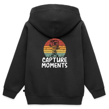 Capture moments with the camera - Kids Premium Organic Zip-up Hoodie - black - Back - AI Model Kid Male (0cm)