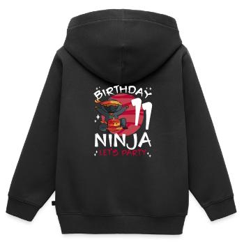 Ninja mignon pour son 11e anniversaire - Sweat Premium à capuche zippé enfant bio - noir - Dos - AI Model Kid Male (0cm)