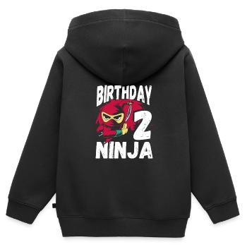 Cool Ninja pour votre 2ème anniversaire - Sweat Premium à capuche zippé enfant bio - noir - Dos - AI Model Kid Male (0cm)