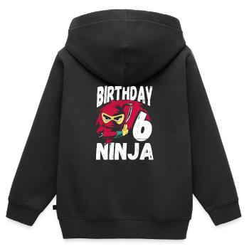 Cool Ninja pour votre 6ème anniversaire - Sweat Premium à capuche zippé enfant bio - noir - Dos - AI Model Kid Male (0cm)