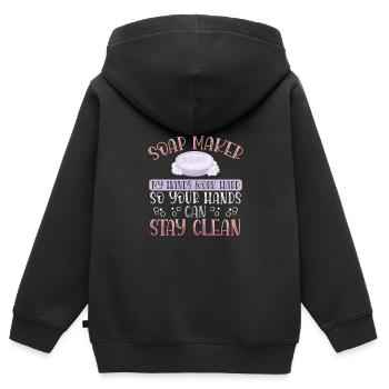 Seifenspender Bleiben Sauber - Kinder Premium Organic Zip Hoodie - Schwarz - Hinten - AI Model Kid Male (0cm)