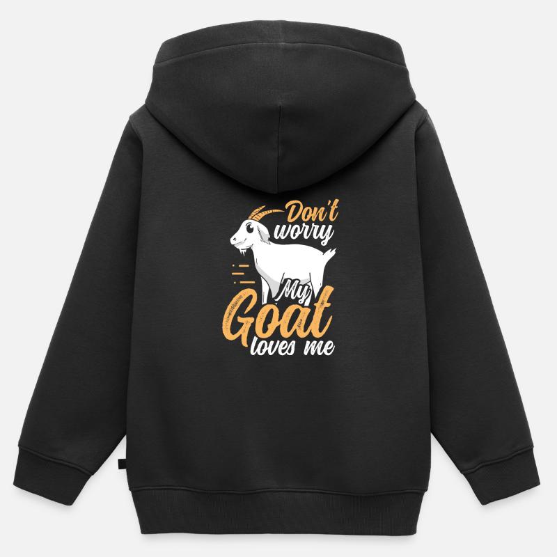Ma chèvre m’aime - Sweat Premium à capuche zippé enfant bio - noir