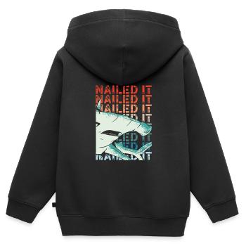 Cloué Retro hai - Sweat Premium à capuche zippé enfant bio - noir - Dos - AI Model Kid Male (0cm)