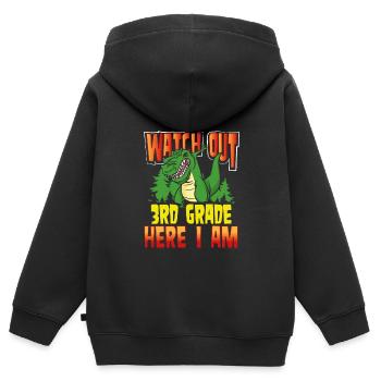 T Rex 3. Klasse Hier Bin Ich - Kinder Premium Organic Zip Hoodie - Schwarz - Hinten - AI Model Kid Male (0cm)