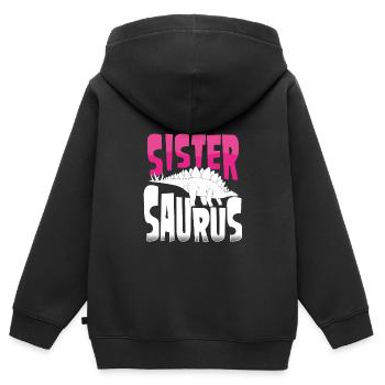 Sœur Stegosaurus - Sweat Premium à capuche zippé enfant bio - noir - Dos - AI Model Kid Male (0cm)