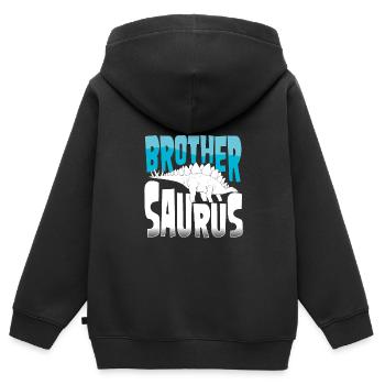 Frère Stegosaurus - Sweat Premium à capuche zippé enfant bio - noir - Dos - AI Model Kid Male (0cm)